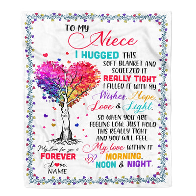 Personalized to My Niece Blanket from Aunt Auntie Uncle I Hugged This Soft Blanket Niece Birthday Thanksgiving Christmas Customized Fleece Blanket | siriusteestore
