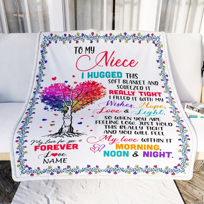 Personalized to My Niece Blanket from Aunt Auntie Uncle I Hugged This Soft Blanket Niece Birthday Thanksgiving Christmas Customized Fleece Blanket | siriusteestore