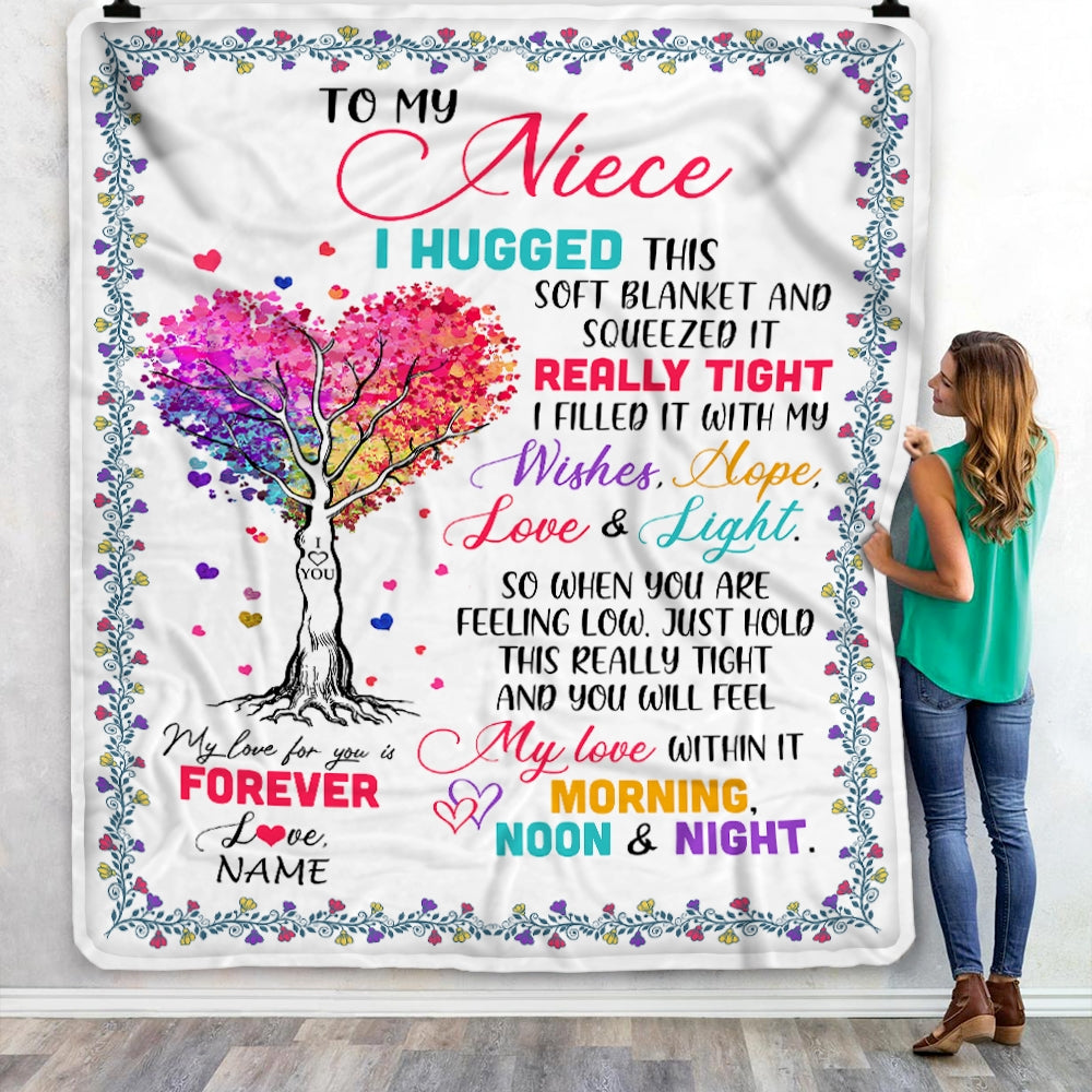 Personalized to My Niece Blanket from Aunt Auntie Uncle I Hugged This Soft Blanket Niece Birthday Thanksgiving Christmas Customized Fleece Blanket | siriusteestore