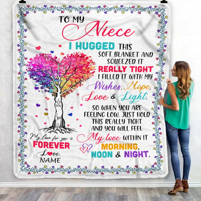 Personalized to My Niece Blanket from Aunt Auntie Uncle I Hugged This Soft Blanket Niece Birthday Thanksgiving Christmas Customized Fleece Blanket | siriusteestore