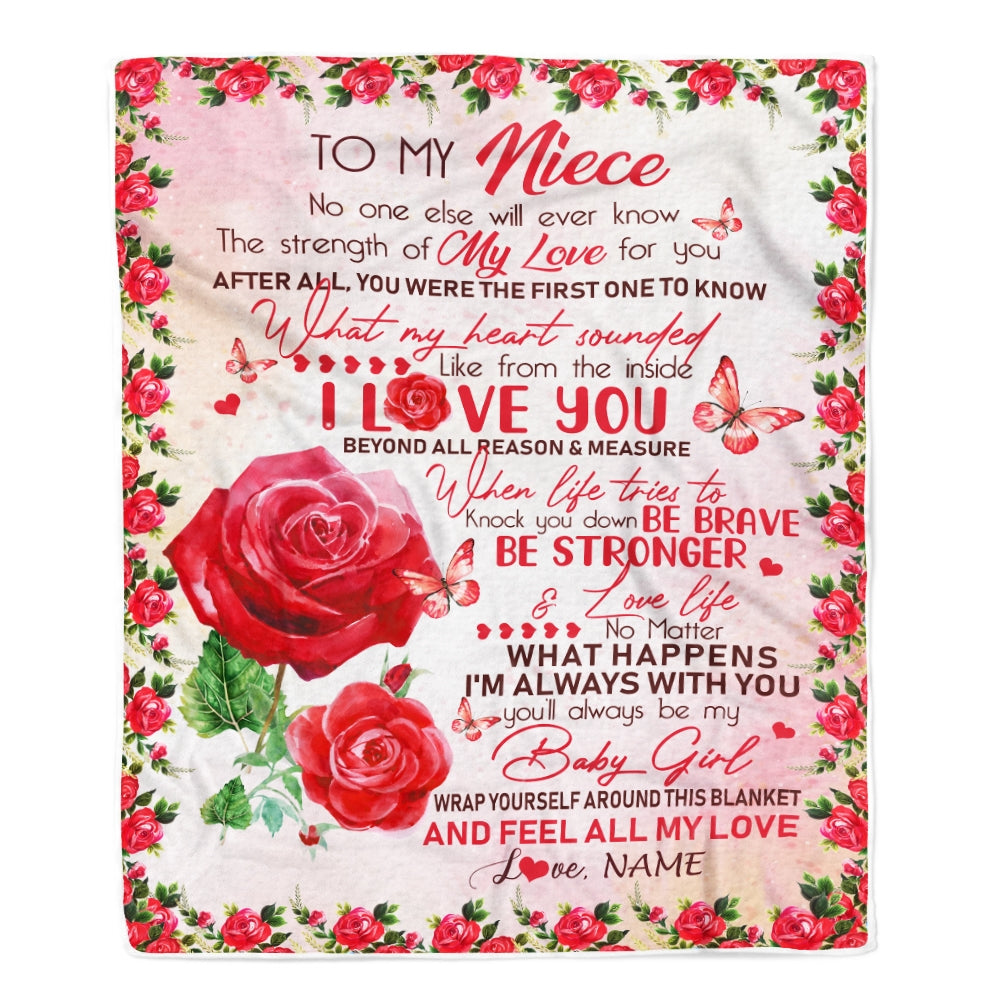 Personalized to My Niece Blanket from Aunt Auntie Uncle No One Else Will Ever Know Rose Niece Birthday Thanksgiving Christmas Customized Fleece Blanket | siriusteestore