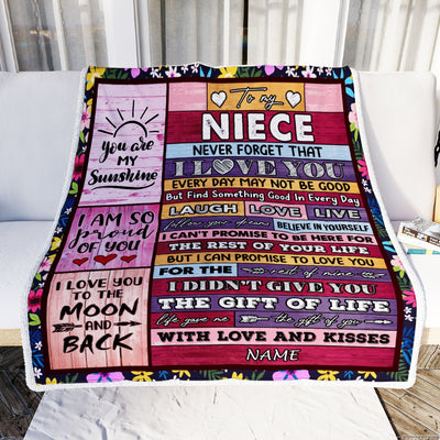 Personalized to My Niece Blanket from Aunt Uncle Titi Wood Laugh Love Live Believe Niece Birthday Thanksgiving Christmas Customized Fleece Blanket | siriusteestore