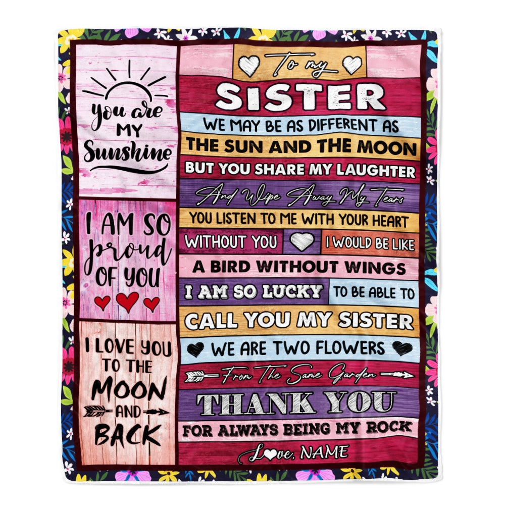 Personalized to My Sister Blanket From Sister Brother Thank You My Best Besties Sister Birthday Graduation Christmas Customized Fleece Throw Blanket | siriusteestore