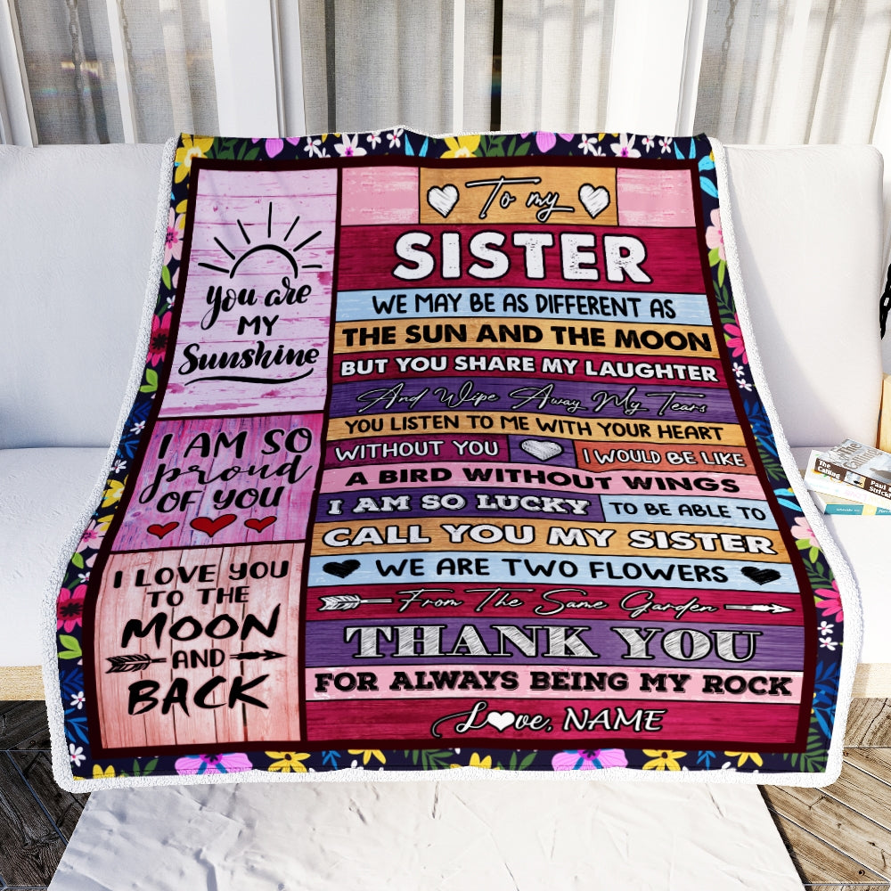 Personalized to My Sister Blanket From Sister Brother Thank You My Best Besties Sister Birthday Graduation Christmas Customized Fleece Throw Blanket | siriusteestore