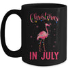 Pink Flamingo In Santa Hat Christmas In July Girl Mug | siriusteestore