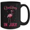 Pink Flamingo In Santa Hat Christmas In July Girl Mug | siriusteestore