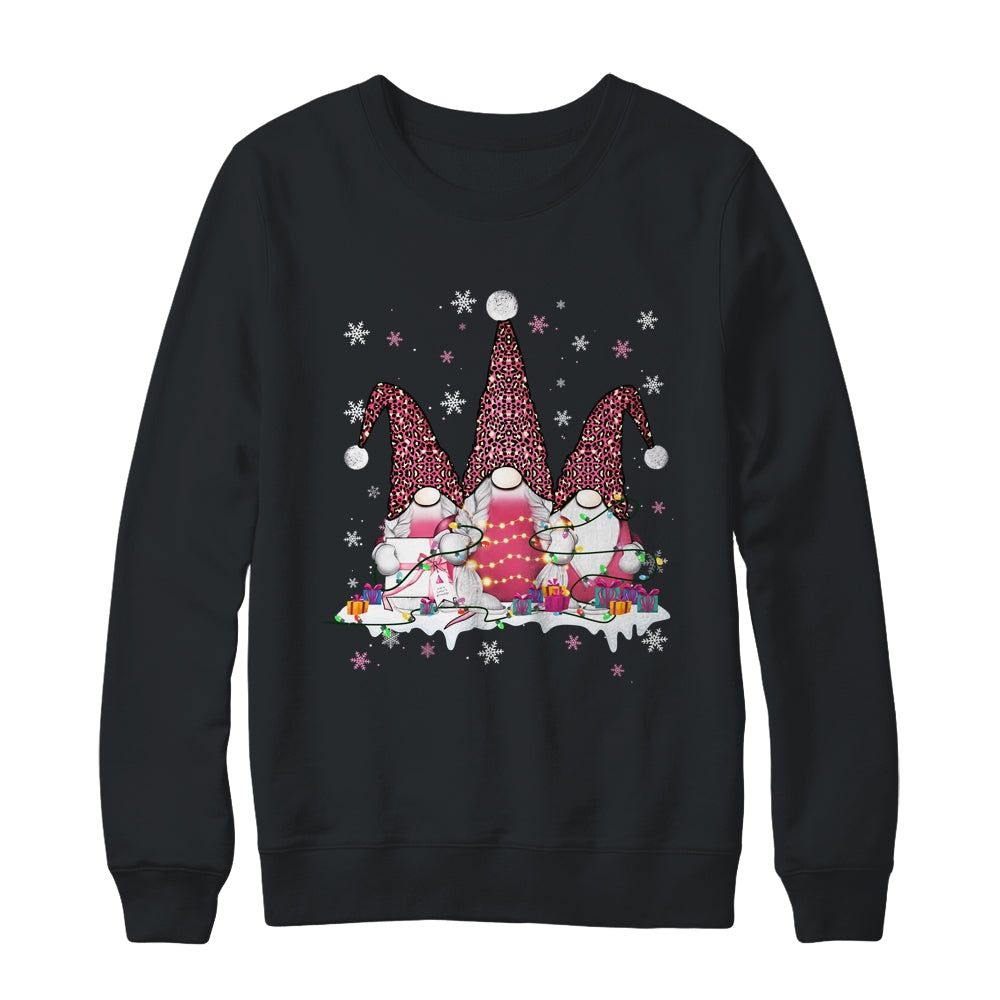 Pink Leopard Print Gnomes Xmas Funny Christmas Gnome Women Shirt & Sweatshirt | siriusteestore