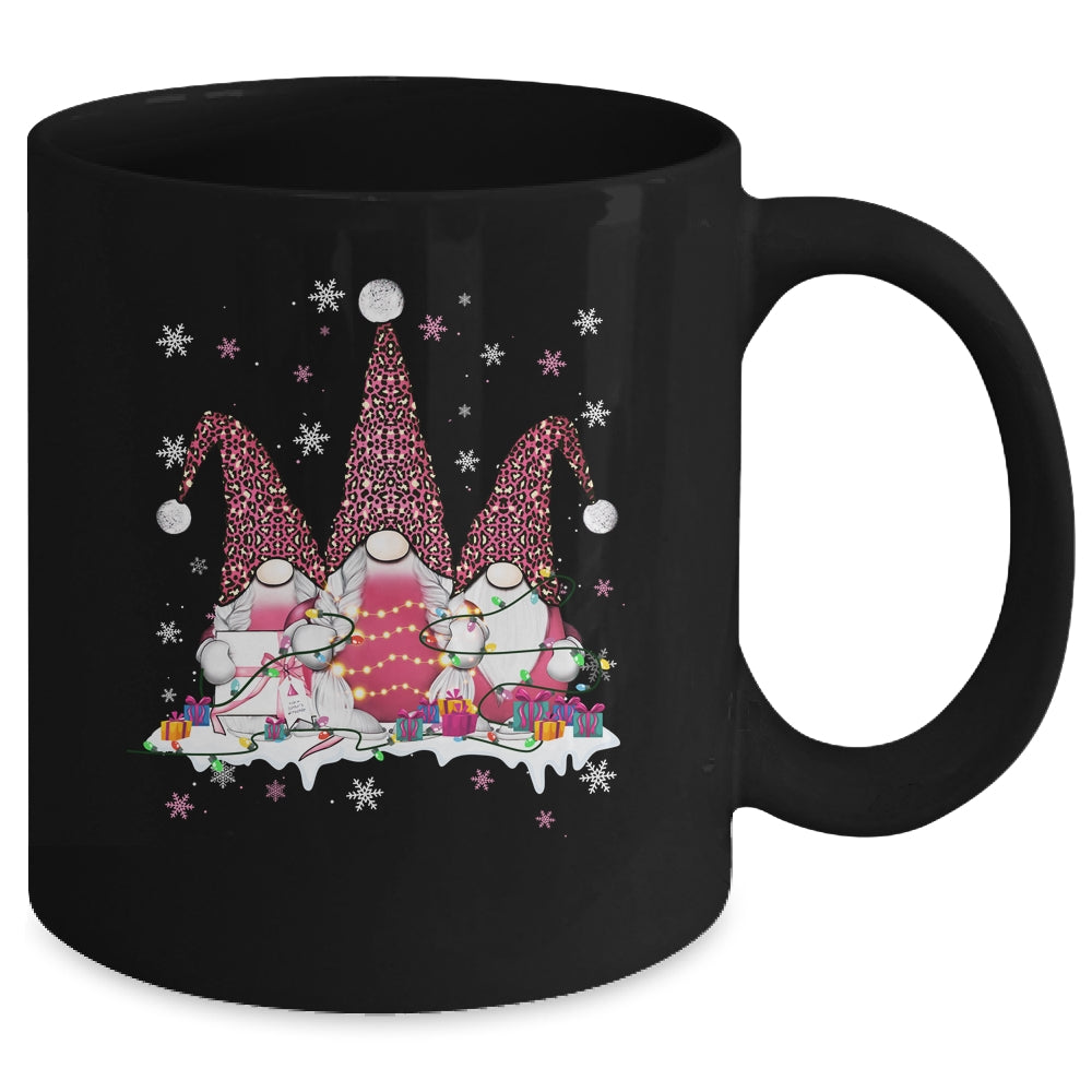 Pink Leopard Print Gnomes Xmas Funny Christmas Gnome Women Mug | siriusteestore