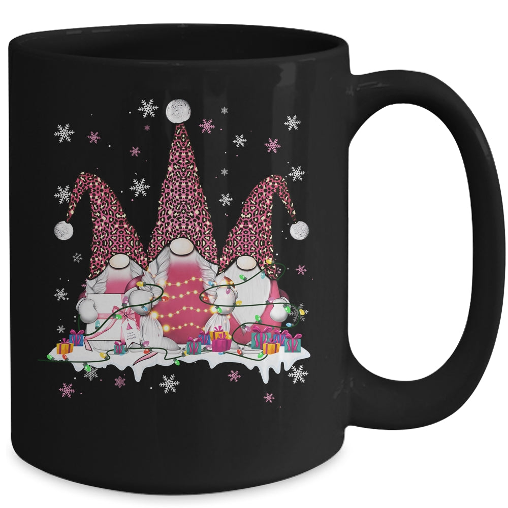 Pink Leopard Print Gnomes Xmas Funny Christmas Gnome Women Mug | siriusteestore