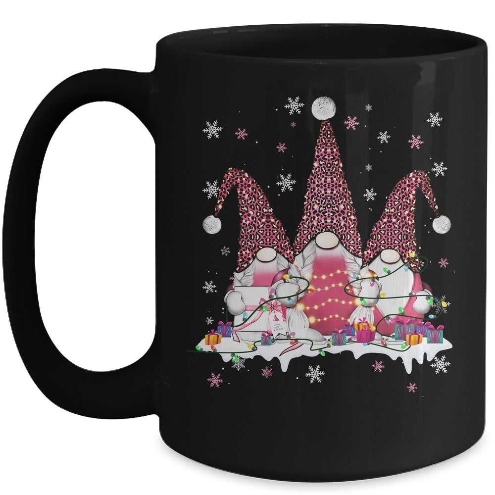 Pink Leopard Print Gnomes Xmas Funny Christmas Gnome Women Mug | siriusteestore