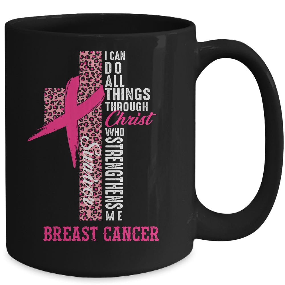 Pink Ribbon Breast Cancer Survivor Christian Cross Mug | siriusteestore