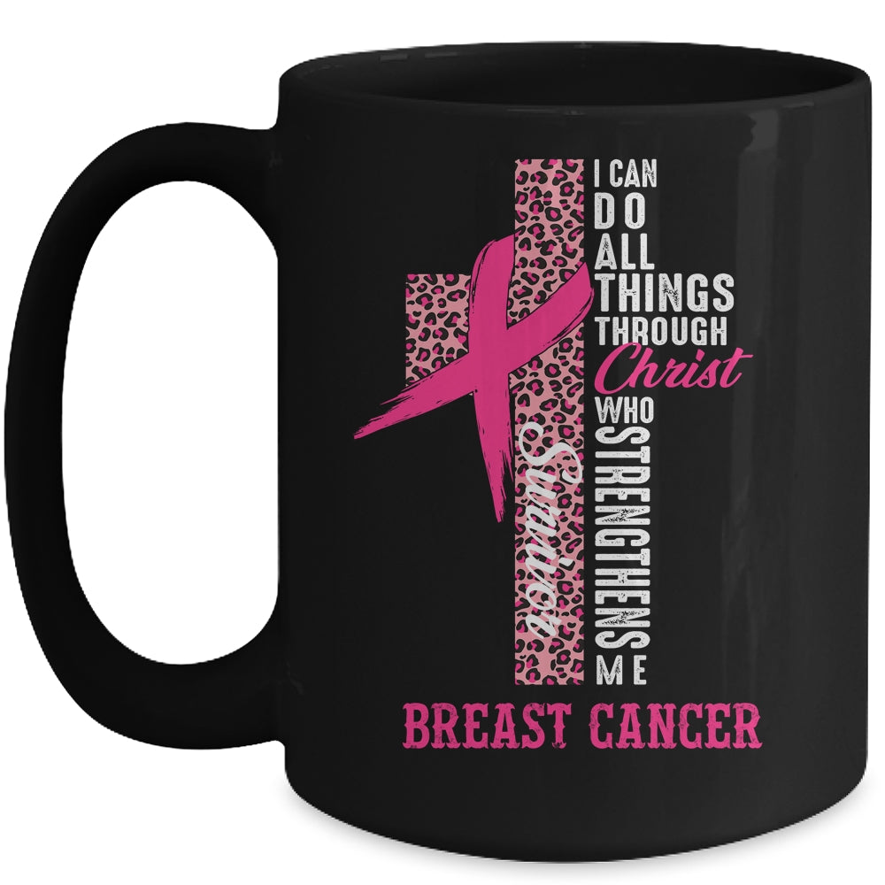 Pink Ribbon Breast Cancer Survivor Christian Cross Mug | siriusteestore