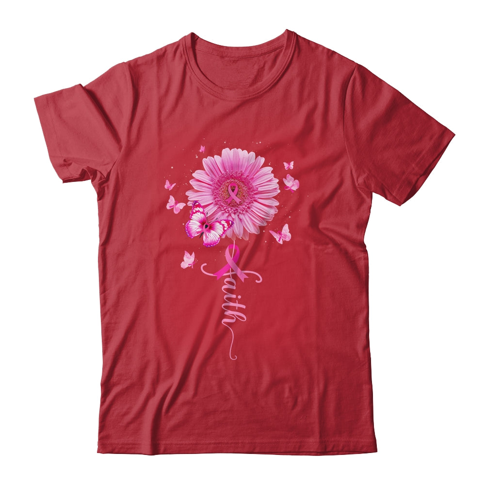 Pink Ribbon Daisy Faith Breast Cancer Awareness Butterfly Shirt & Hoodie | siriusteestore