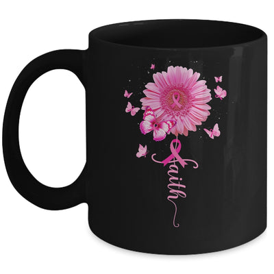 Pink Ribbon Daisy Faith Breast Cancer Awareness Butterfly Mug | siriusteestore