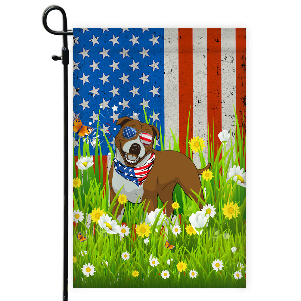 Pitbull American USA Flag 4th of July Dog Lover On Independence Day | siriusteestore