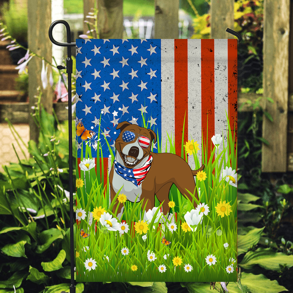 Pitbull American USA Flag 4th of July Dog Lover On Independence Day | siriusteestore