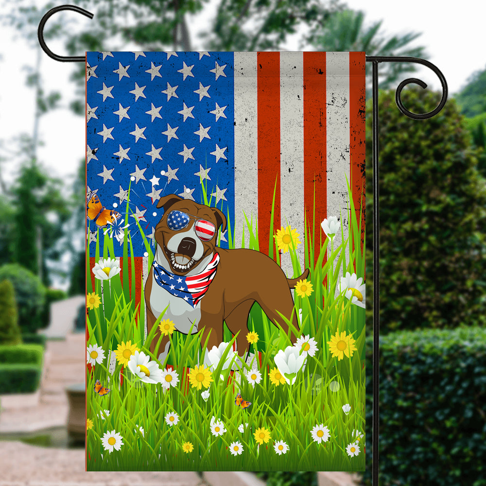 Pitbull American USA Flag 4th of July Dog Lover On Independence Day | siriusteestore