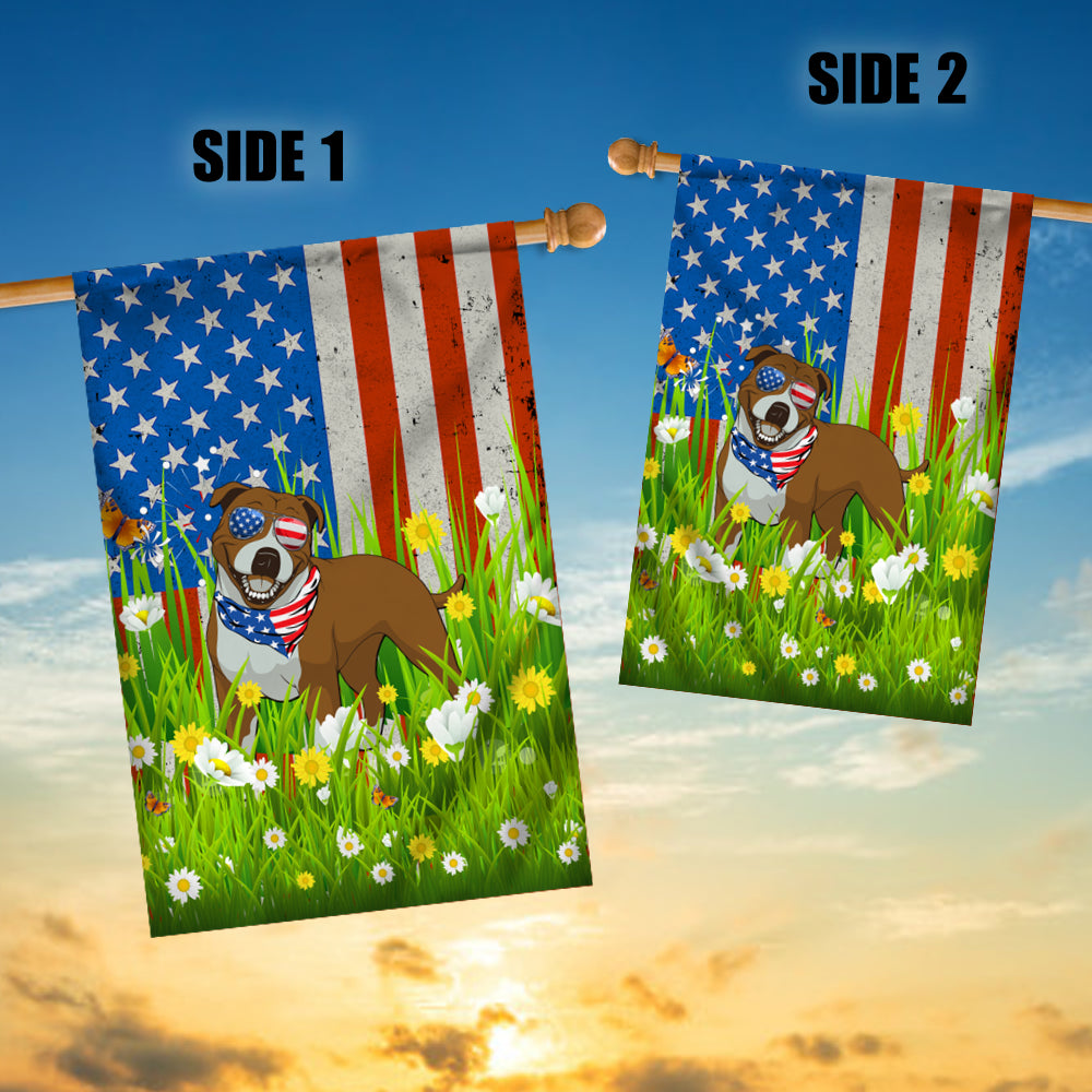 Pitbull American USA Flag 4th of July Dog Lover On Independence Day | siriusteestore