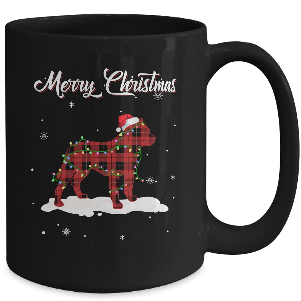 Pitbull Christmas Red Plaid Dog Lover Pajama Family Gift Mug | siriusteestore