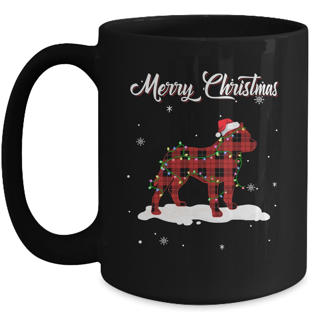 Pitbull Christmas Red Plaid Dog Lover Pajama Family Gift Mug | siriusteestore