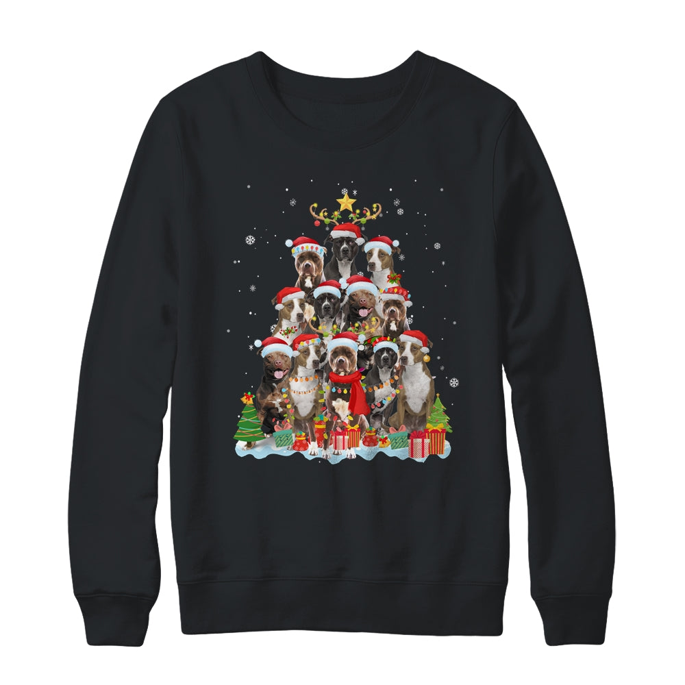 Pitbull Christmas Tree Pajama Xmas Shirt & Sweatshirt | siriusteestore