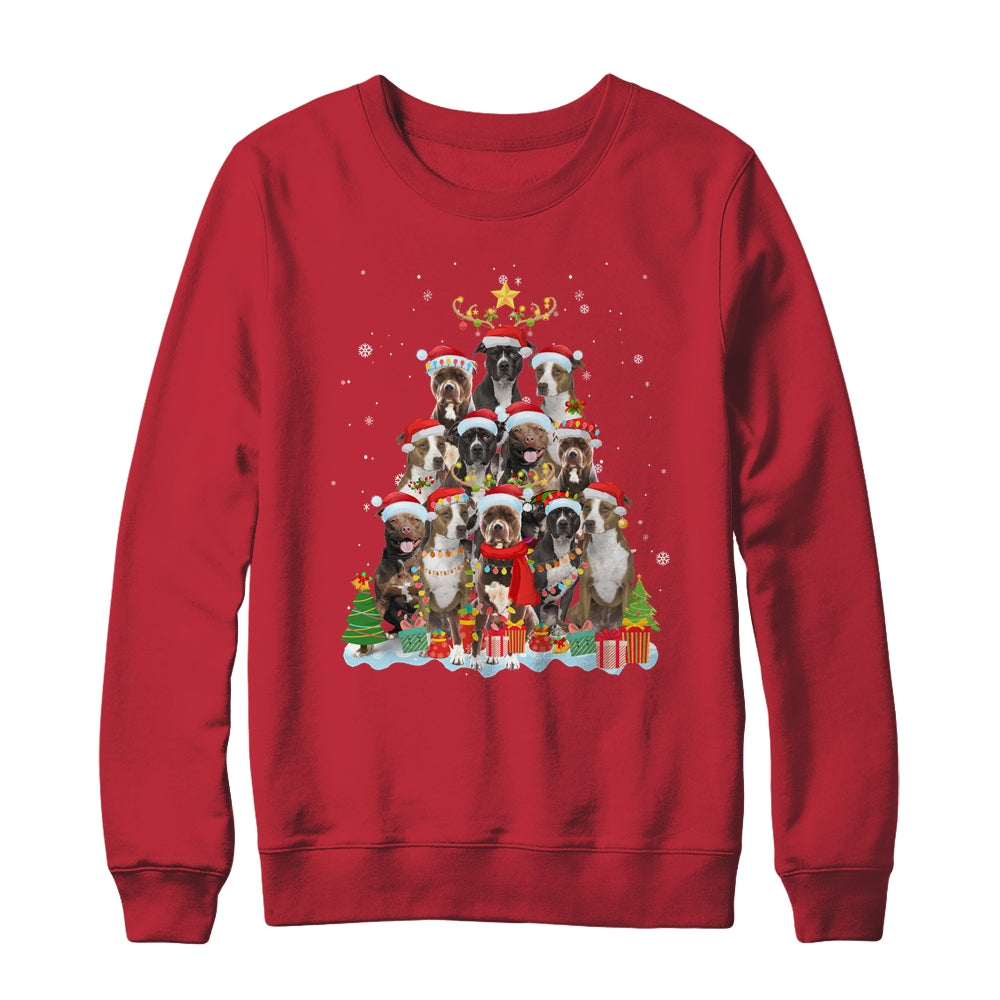 Pitbull Christmas Tree Pajama Xmas Shirt & Sweatshirt | siriusteestore