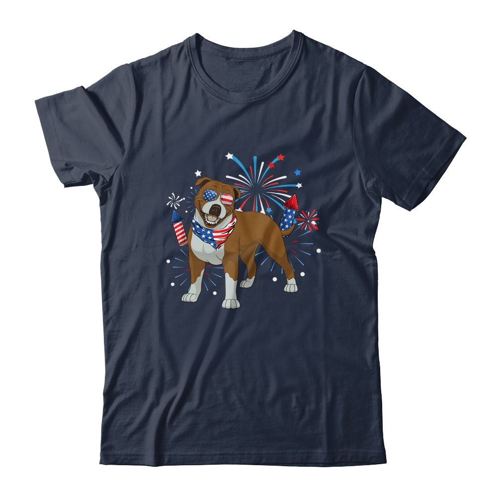 Pitbull Dog American USA Flag 4th of July Men women Lover Shirt & Tank Top | siriusteestore