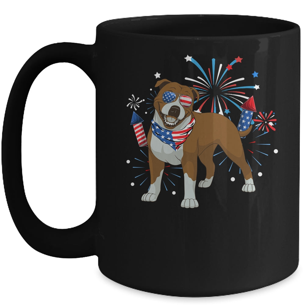 Pitbull Dog American USA Flag 4th of July Men women Lover Mug | siriusteestore