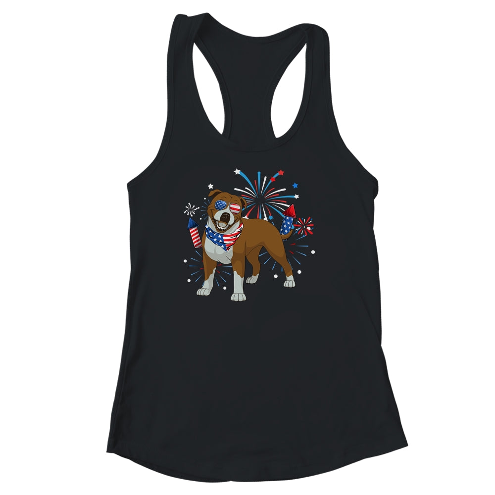 Pitbull Dog American USA Flag 4th of July Men women Lover Shirt & Tank Top | siriusteestore
