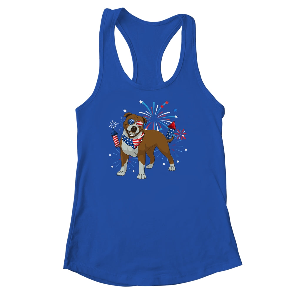 Pitbull Dog American USA Flag 4th of July Men women Lover Shirt & Tank Top | siriusteestore