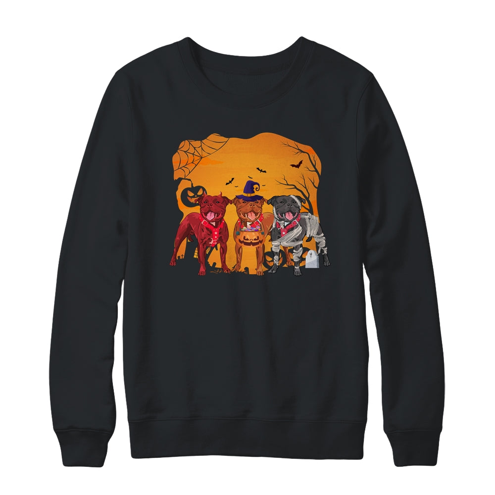 Pitbull Dog Halloween Pumpkin Witch Hat Halloween Costume Shirt & Sweatshirt | siriusteestore