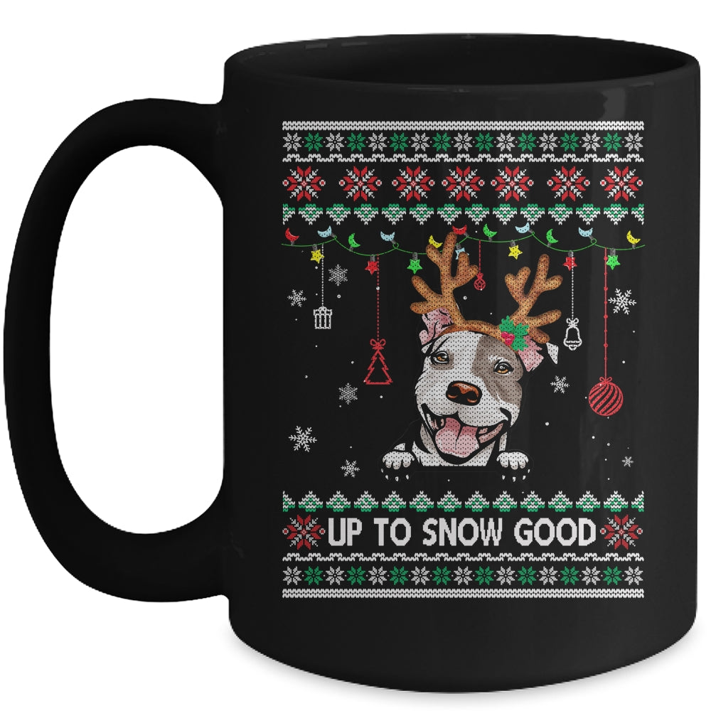 Pitbull Dog Reindeer Ugly Christmas Xmas Mug | siriusteestore
