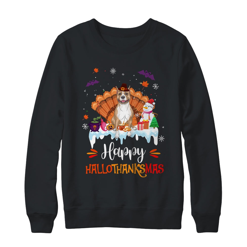 Pitbull HalloThanksMas Halloween Thanksgiving Christmas Shirt & Sweatshirt | siriusteestore