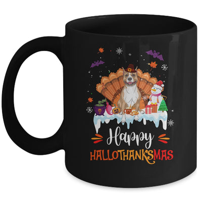 Pitbull HalloThanksMas Halloween Thanksgiving Christmas Mug | siriusteestore
