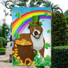 Pitbull St Patrick's Day Dog Flag Funny Peeking Dog Wear Green Hat Golden Pot Coin Shamrock Rainbow Spring Banner for Home Decor | siriusteestore