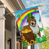 Pitbull St Patrick's Day Dog Flag Funny Peeking Dog Wear Green Hat Golden Pot Coin Shamrock Rainbow Spring Banner for Home Decor | siriusteestore