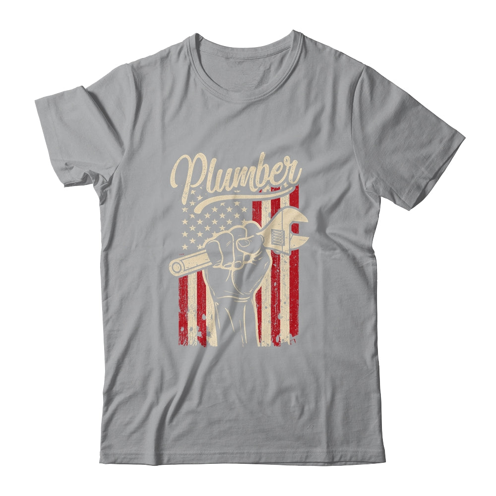 Plumber American Flag Plumbing Pipe Wrench USA Patriotic Shirt & Hoodie | siriusteestore