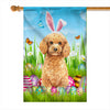 Poodle Happy Easter Day Holiday Flag Funny Dog Dog Wear Bunny Ears Headband Cute for Home Decor | siriusteestore