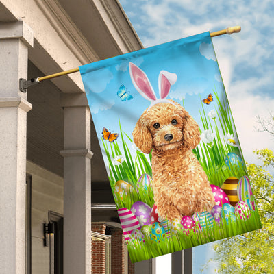 Poodle Happy Easter Day Holiday Flag Funny Dog Dog Wear Bunny Ears Headband Cute for Home Decor | siriusteestore