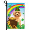 Poodle St Patrick's Day Dog Flag Funny Peeking Dog Wear Green Hat Golden Pot Coin Shamrock Rainbow Spring Banner for Home Decor | siriusteestore