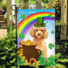 Poodle St Patrick's Day Dog Flag Funny Peeking Dog Wear Green Hat Golden Pot Coin Shamrock Rainbow Spring Banner for Home Decor | siriusteestore