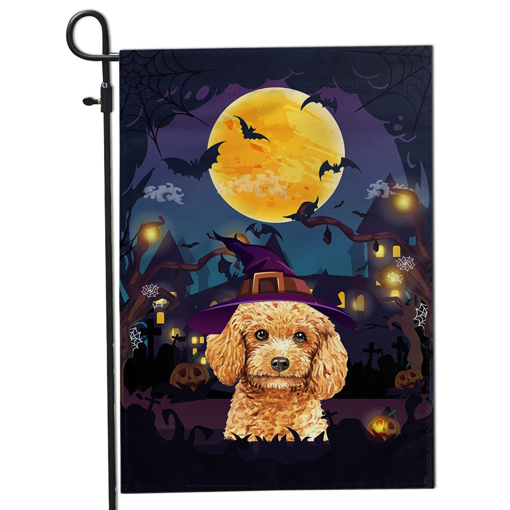 Poodle Witch Halloween Flag Castle Background For Dog Lover Home | siriusteestore