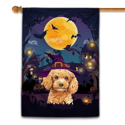 Poodle Witch Halloween Flag Castle Background For Dog Lover Home | siriusteestore