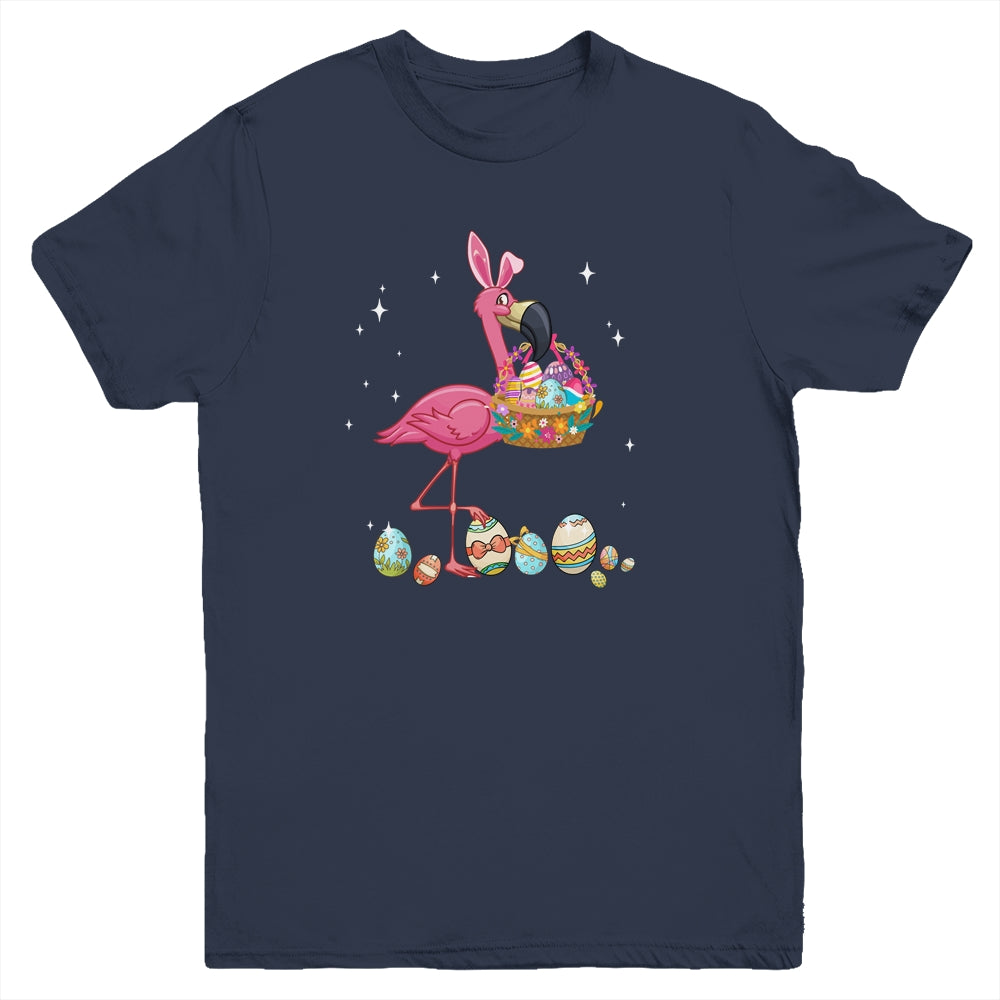 Pretty Easter Flamingo With Easter Basket Youth Shirt | siriusteestore