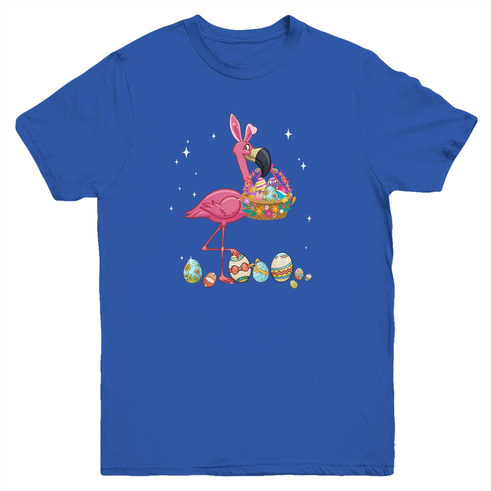 Pretty Easter Flamingo With Easter Basket Youth Shirt | siriusteestore