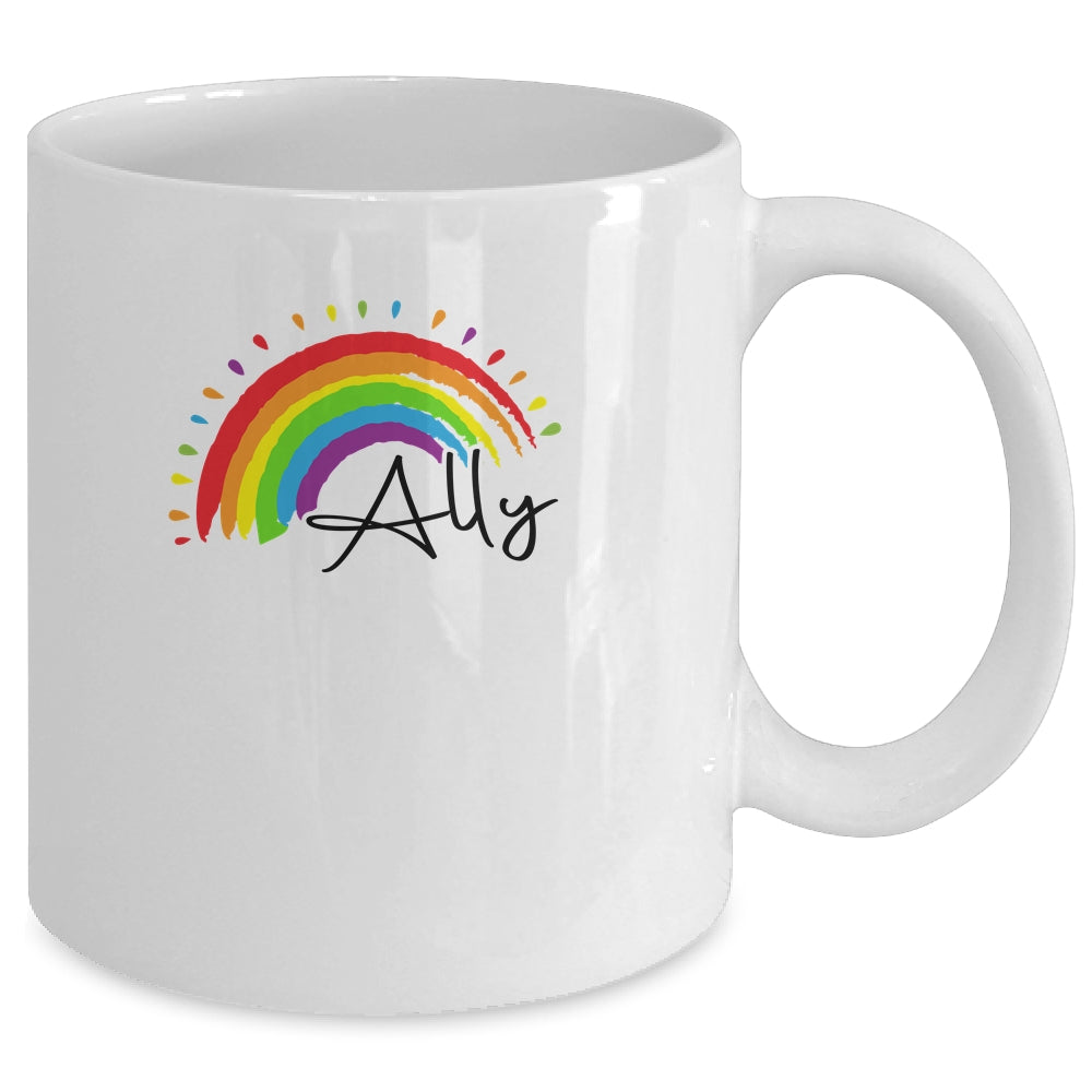 Pretty LGBTQ ALLY Gay Pride and Support Design Gay Ally Mug | siriusteestore