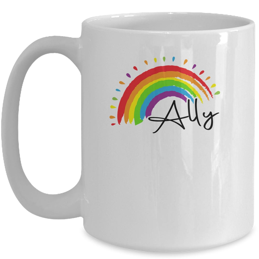 Pretty LGBTQ ALLY Gay Pride and Support Design Gay Ally Mug | siriusteestore
