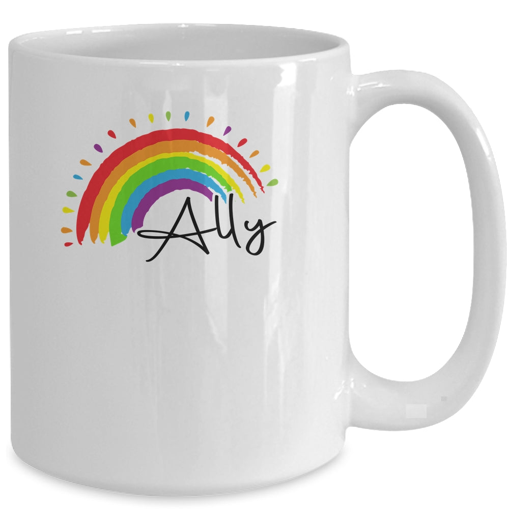 Pretty LGBTQ ALLY Gay Pride and Support Design Gay Ally Mug | siriusteestore