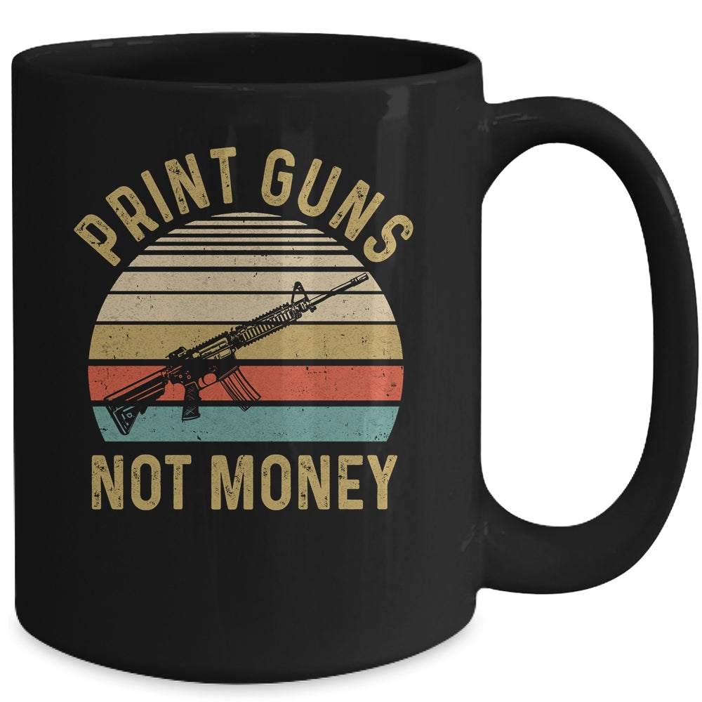Print Guns Not Money Retro Sunset Vintage Distressed Mug | siriusteestore