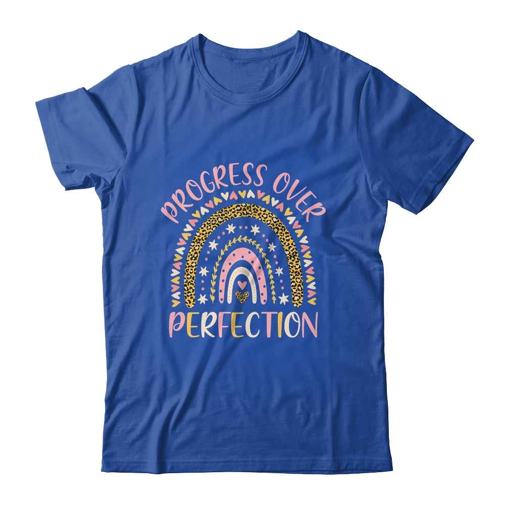 Progress Over Perfection Motivational Back To School Teacher Rainbow Shirt & Hoodie | siriusteestore